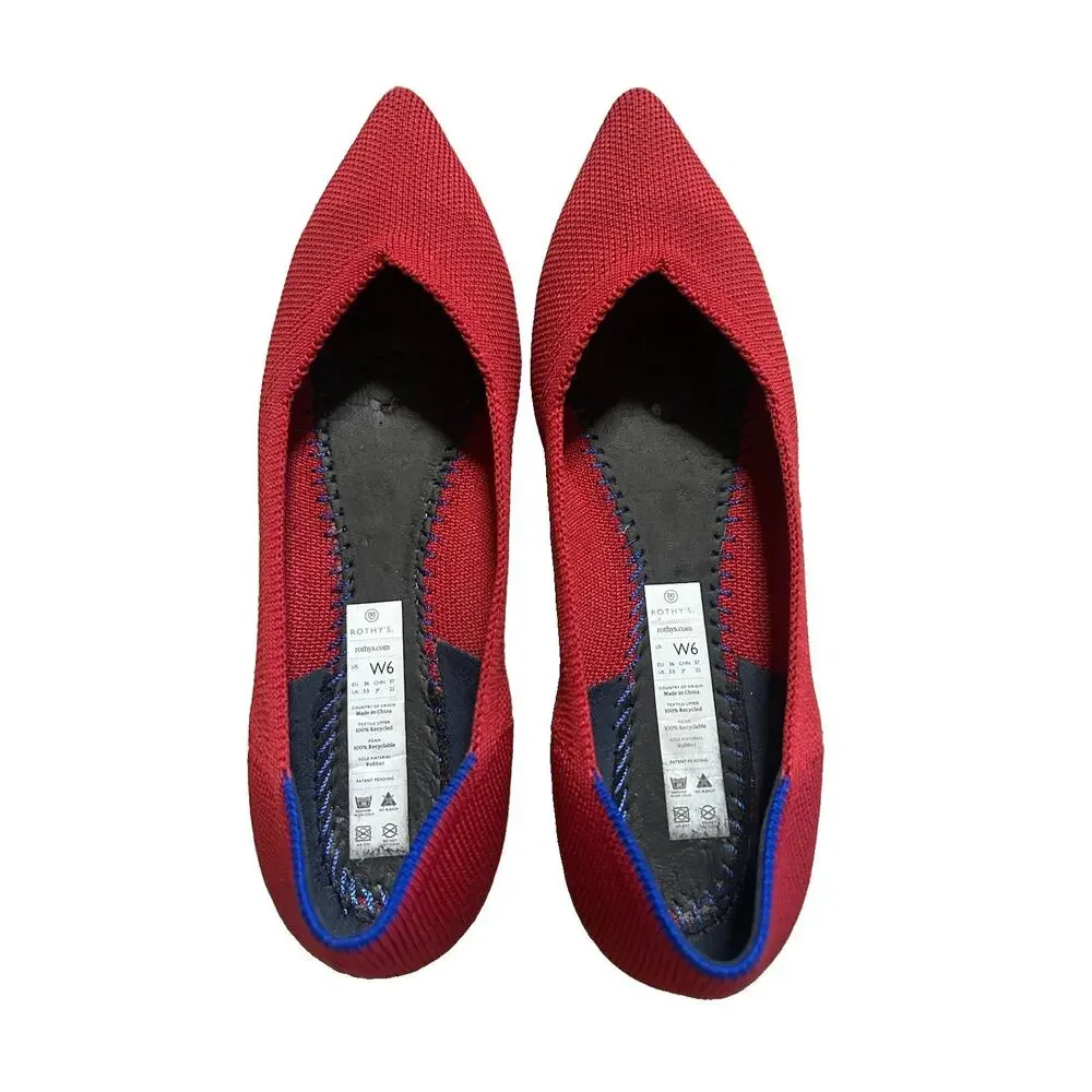 Rothy’s The Point Ballet Flats Women’s Size W6 Chili Red Washable Shoes